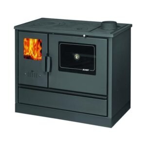 Fogão a lenha Blinky com forno Lina e porta de vidro antracite